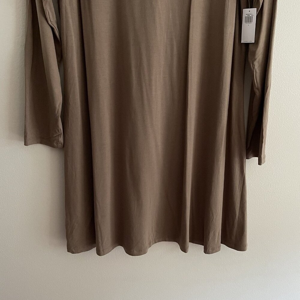 Old Navy Women L Brown Jersey Knit Scoop Back Long Sleeve Mini Swing Dress NWT - Picture 4 of 13